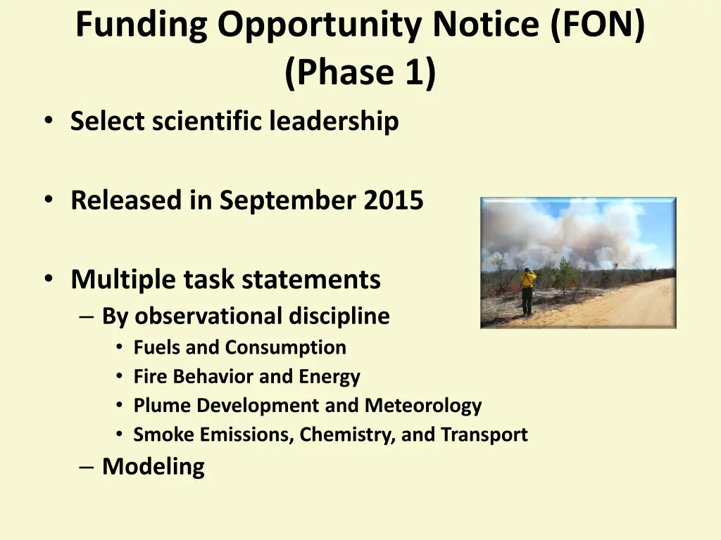 funding opportunity notice fon phase 1 select