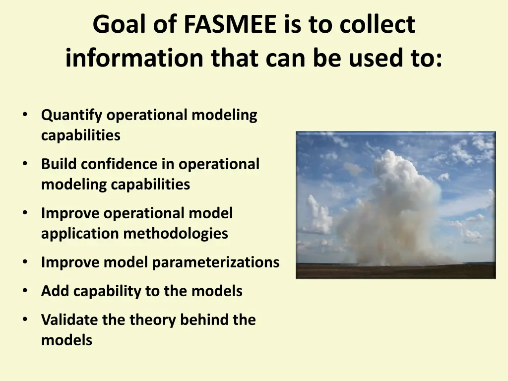 goal of fasmee is to collect information that