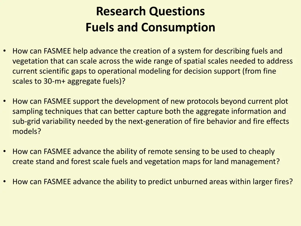 research questions fuels and consumption