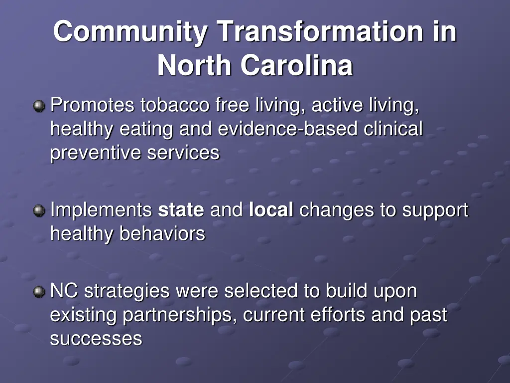 community transformation in north carolina