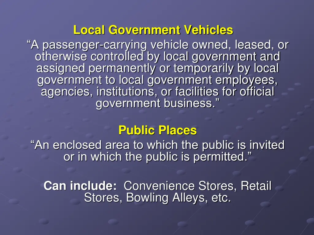 local government vehicles a passenger carrying