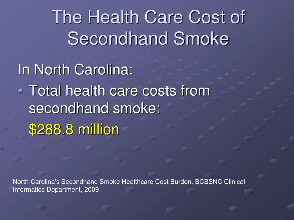 the health care cost of secondhand smoke