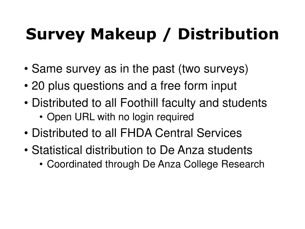 survey makeup distribution