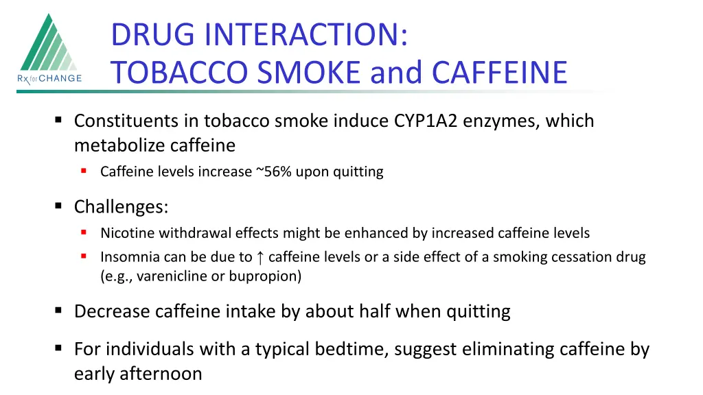 drug interaction tobacco smoke and caffeine