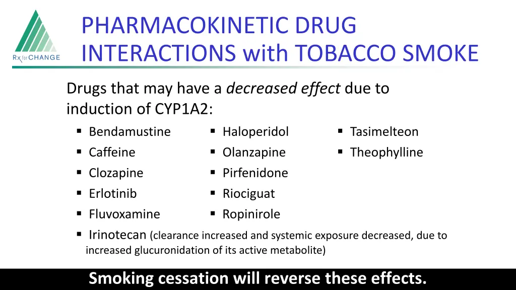 pharmacokinetic drug interactions with tobacco