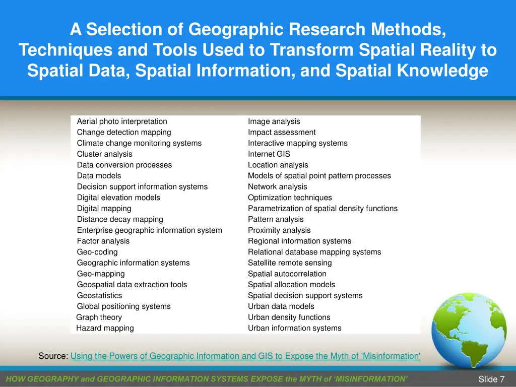 a selection of geographic research methods