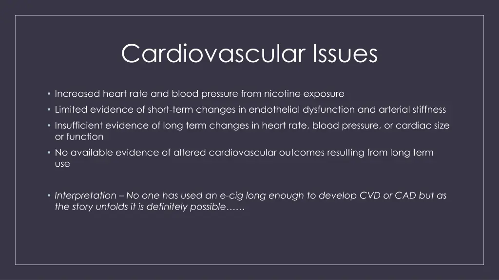 cardiovascular issues