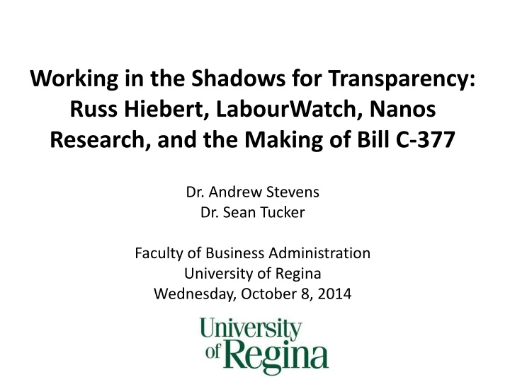 working in the shadows for transparency russ