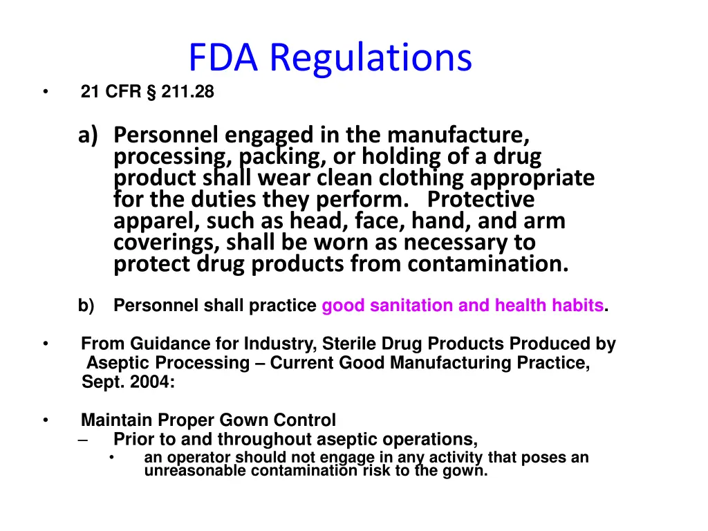 fda regulations 21 cfr 211 28