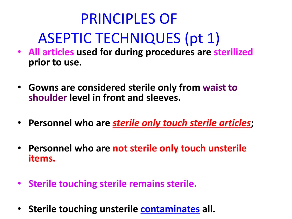 principles of aseptic techniques 1