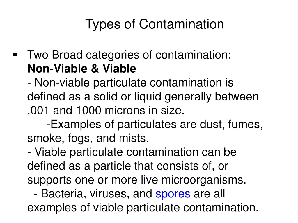 types of contamination