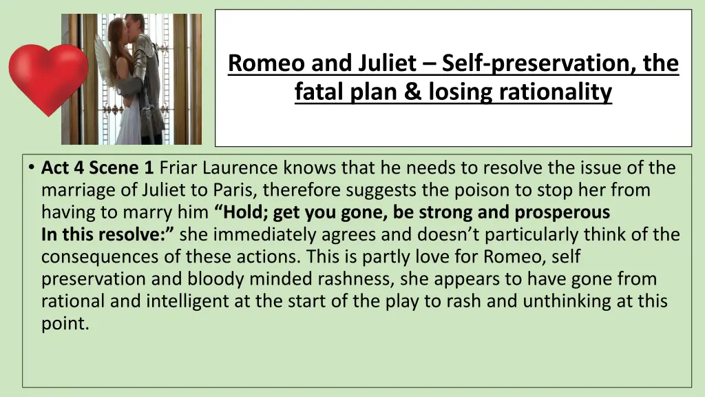 romeo and juliet self preservation the fatal plan