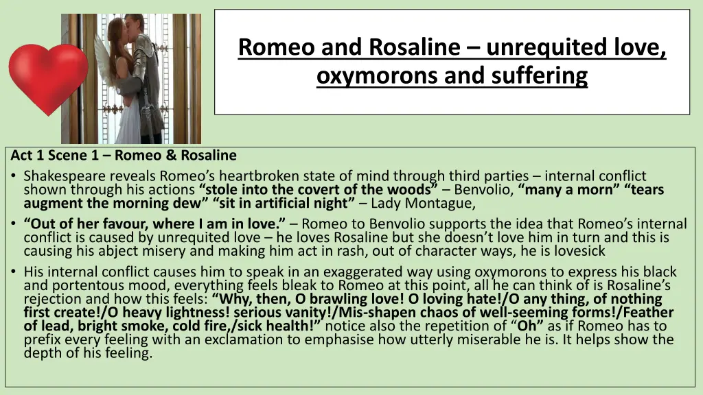 romeo and rosaline unrequited love oxymorons