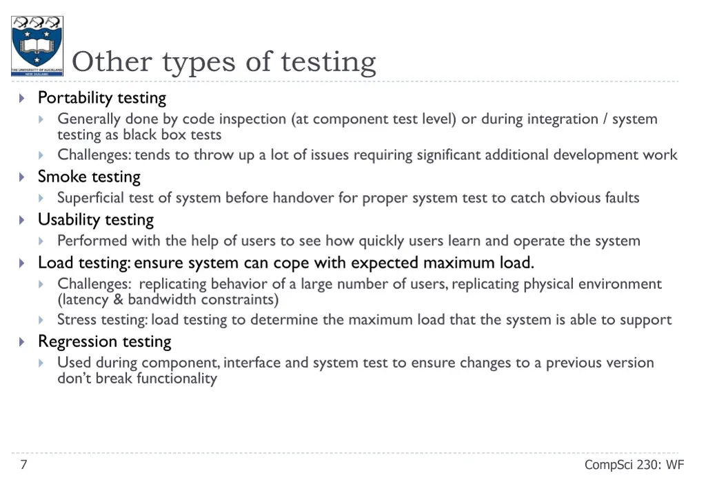 other types of testing