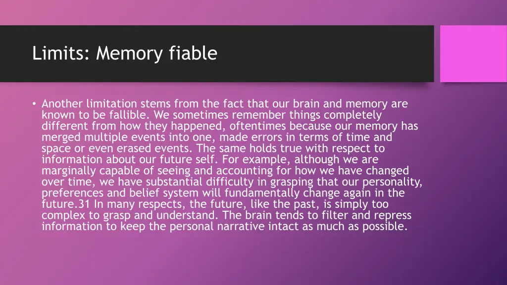 limits memory fiable