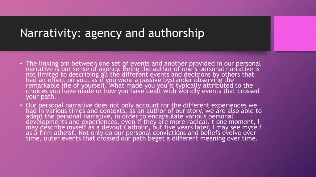 narrativity agency and authorship