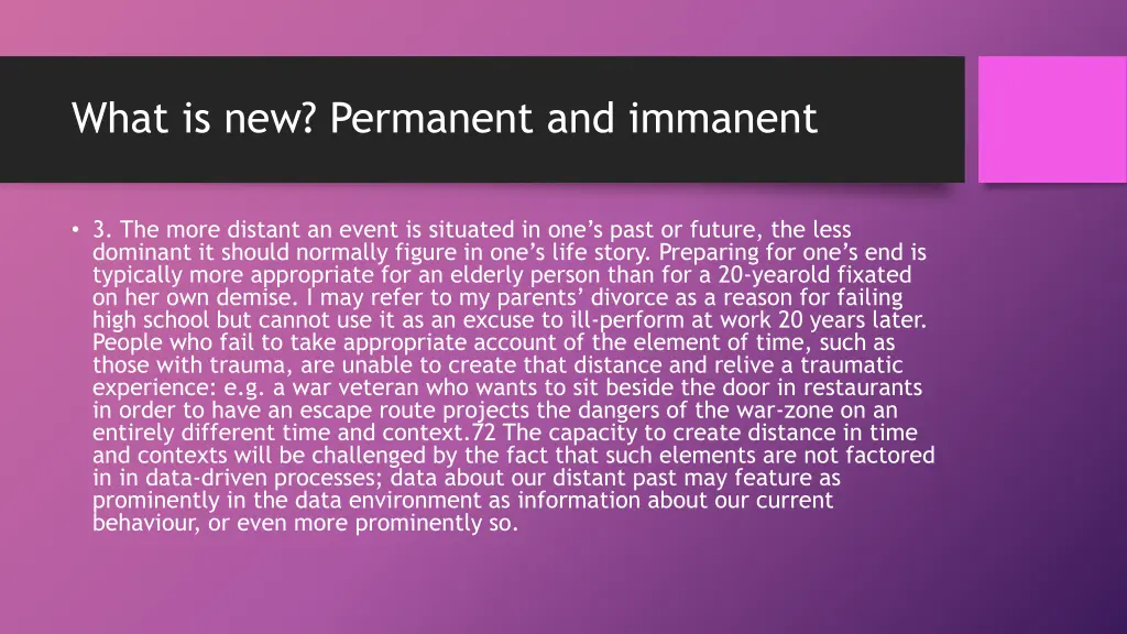 what is new permanent and immanent