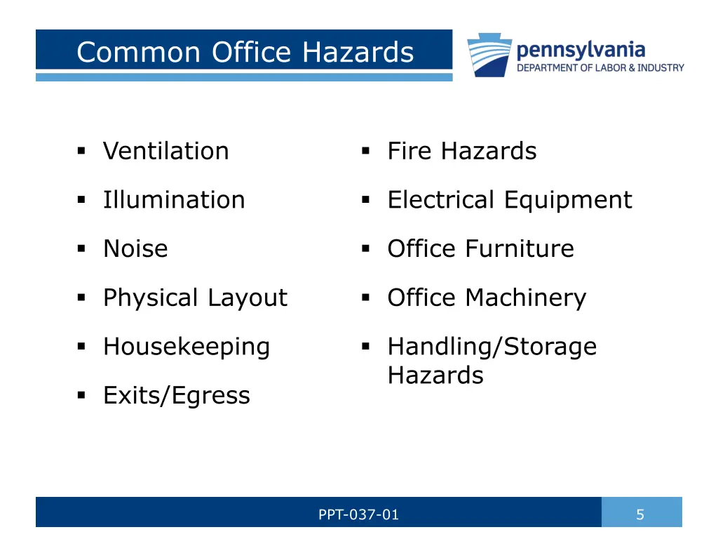 common office hazards