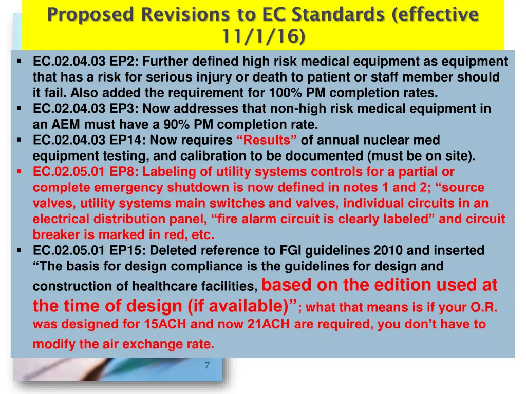 proposed revisions to ec standards effective 3