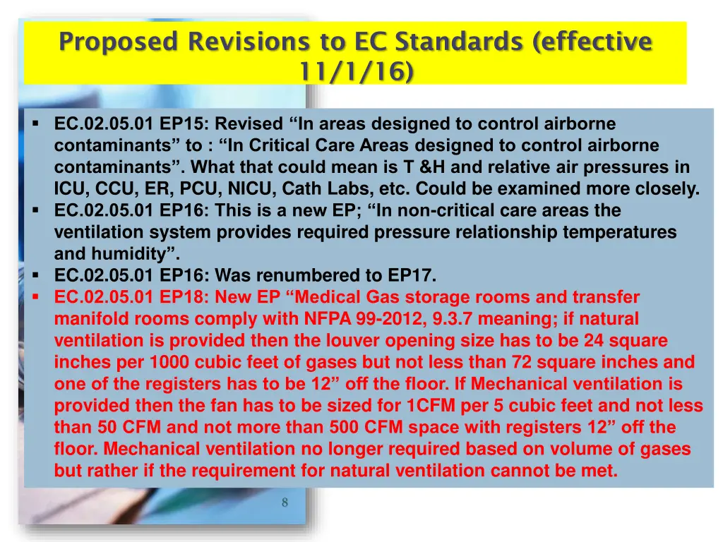 proposed revisions to ec standards effective 4