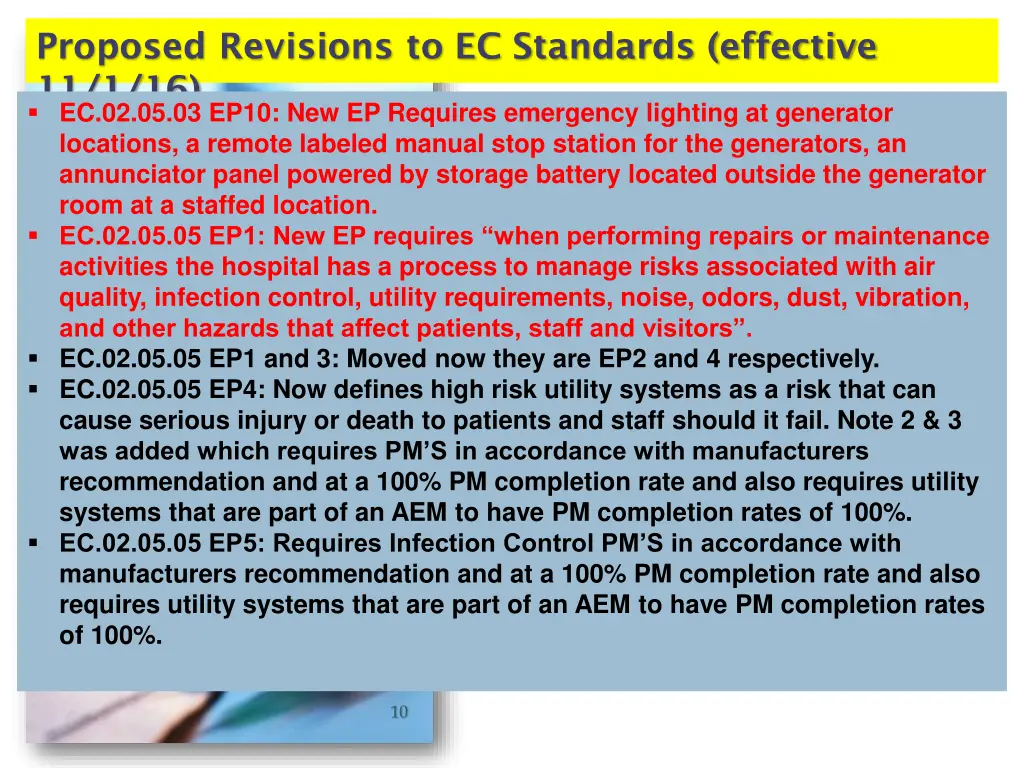 proposed revisions to ec standards effective 6