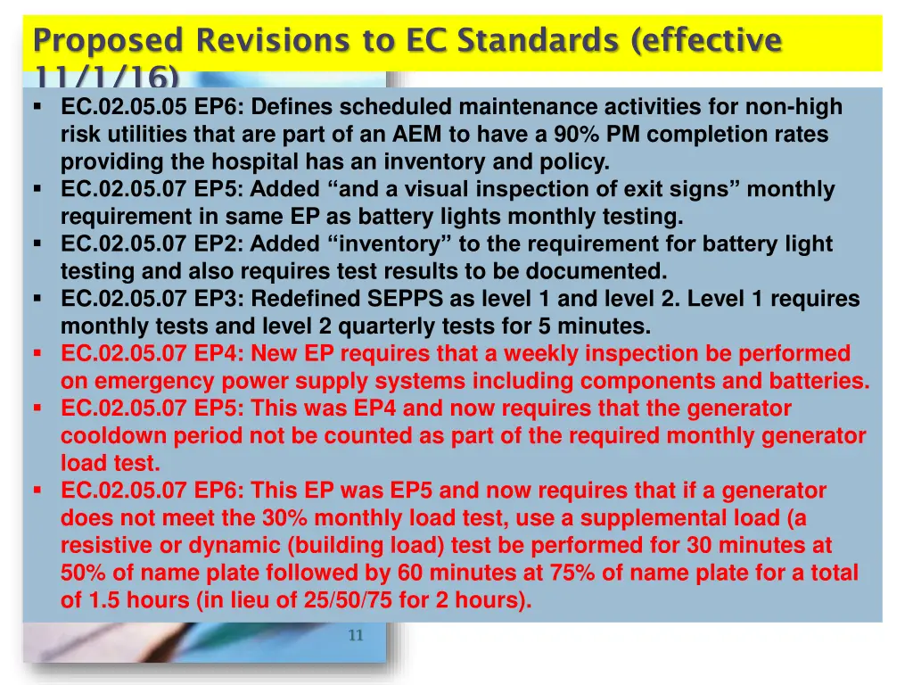 proposed revisions to ec standards effective 7