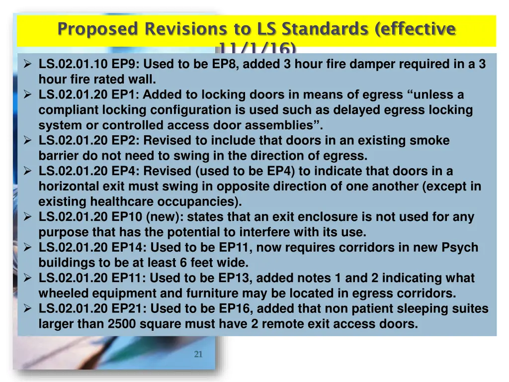 proposed revisions to ls standards effective