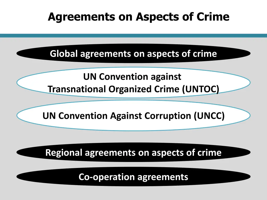 agreements on aspects of crime