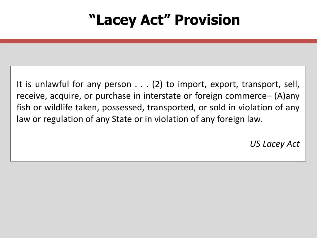 lacey act provision