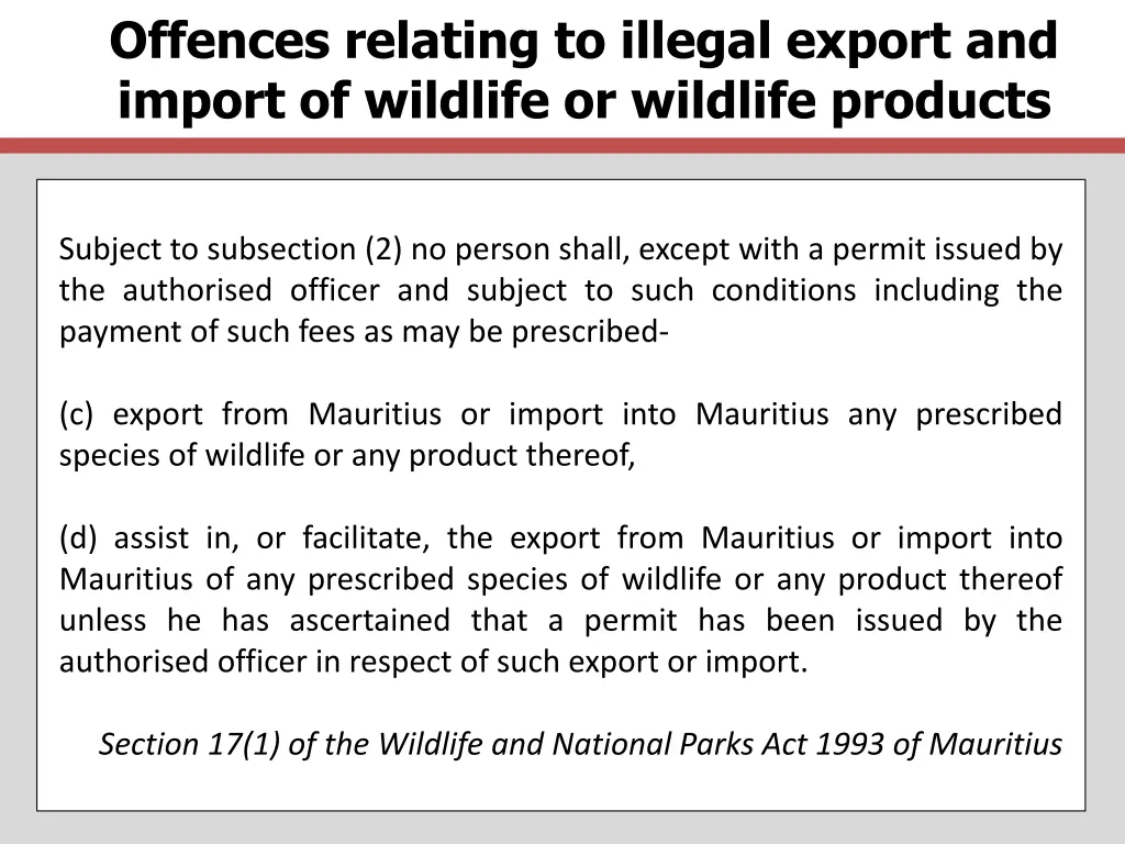 offences relating to illegal export and import 1