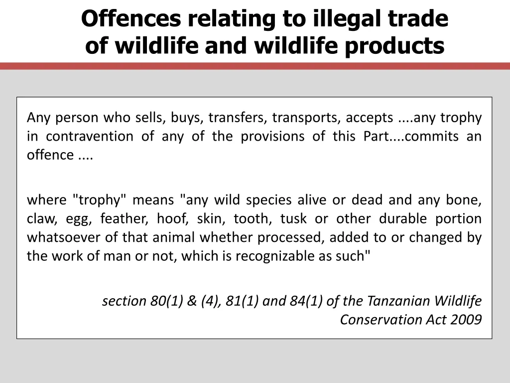 offences relating to illegal trade of wildlife 1