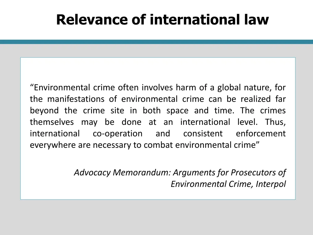 relevance of international law