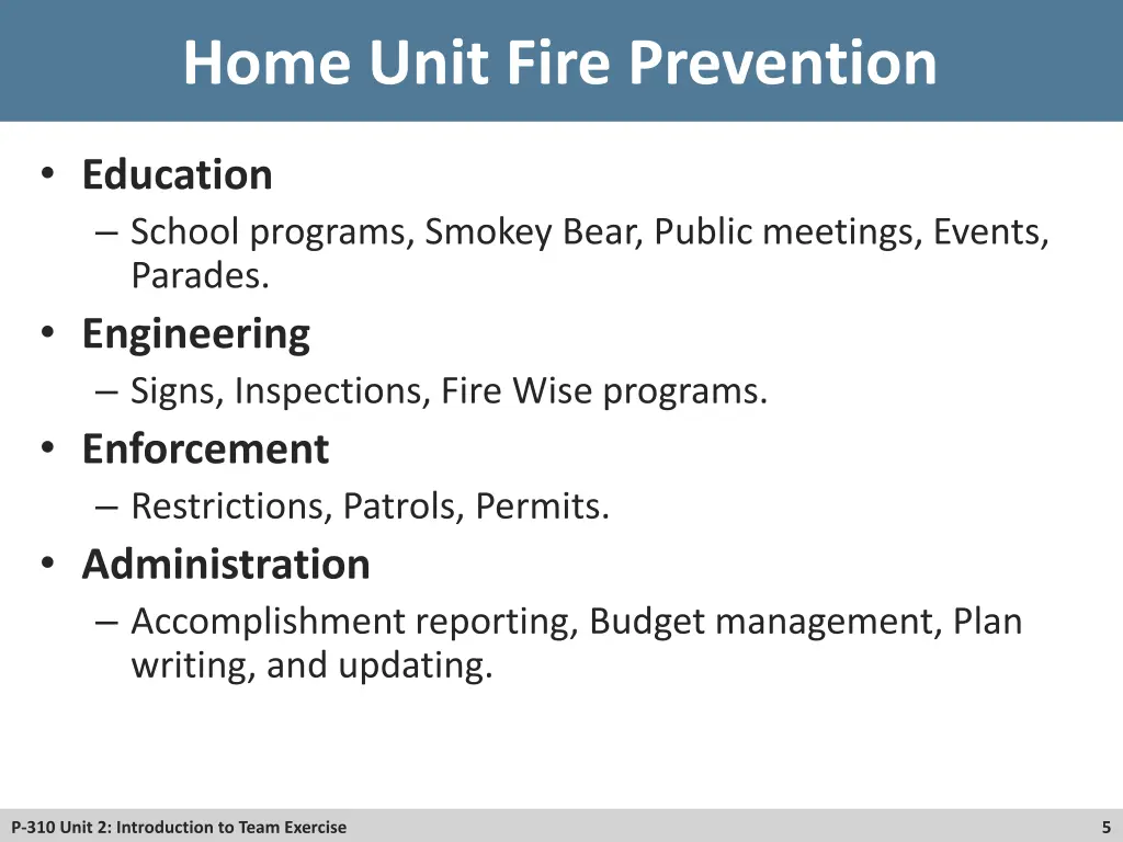 home unit fire prevention