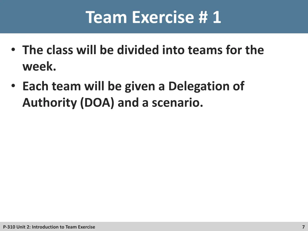 team exercise 1