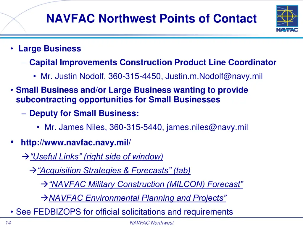 navfac northwest points of contact