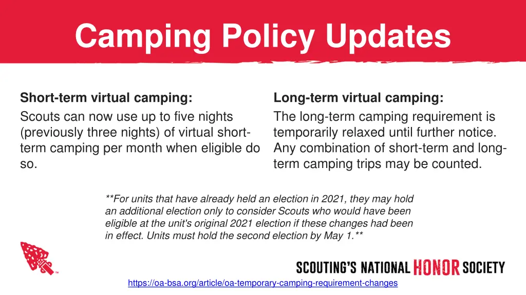 camping policy updates