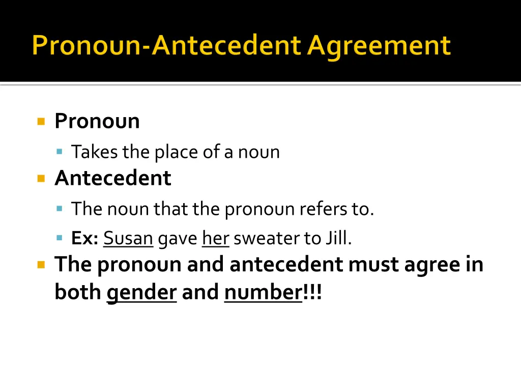 pronoun takes the place of a noun antecedent