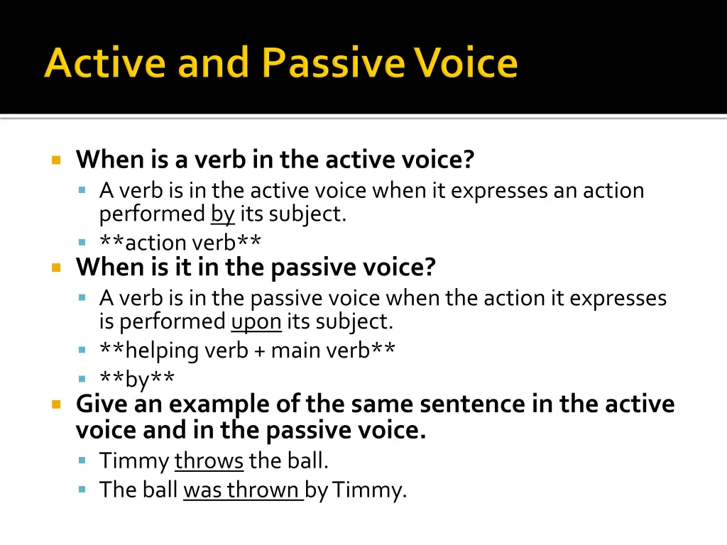 when is a verb in the active voice a verb