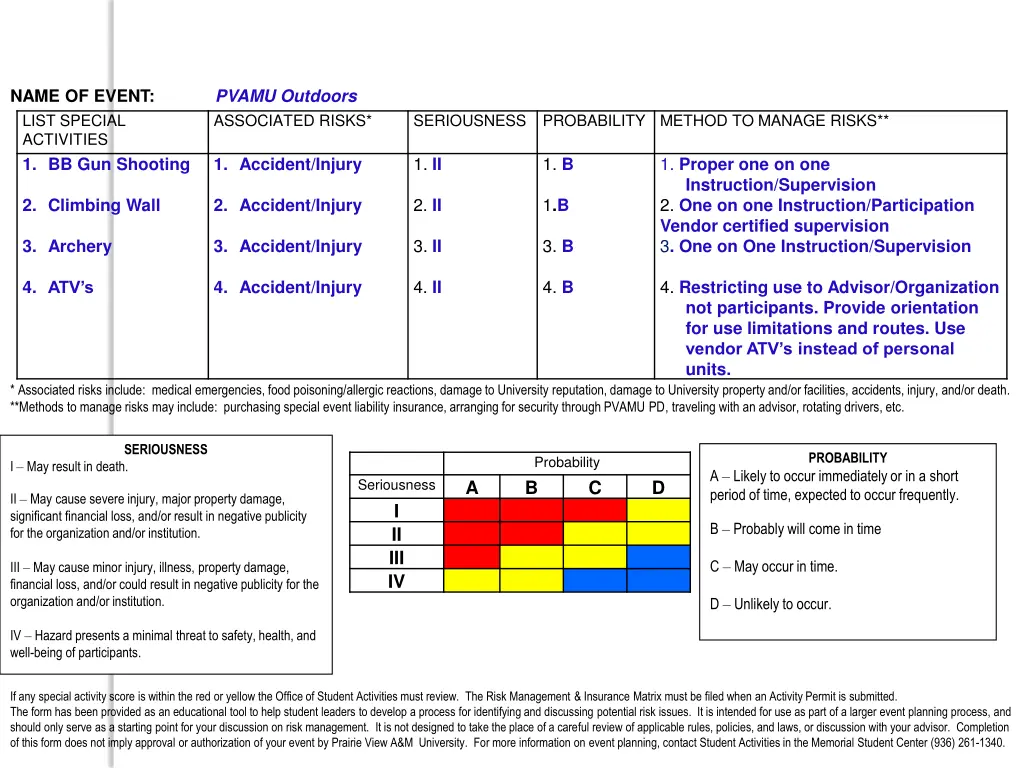 pvamu outdoors associated risks 2