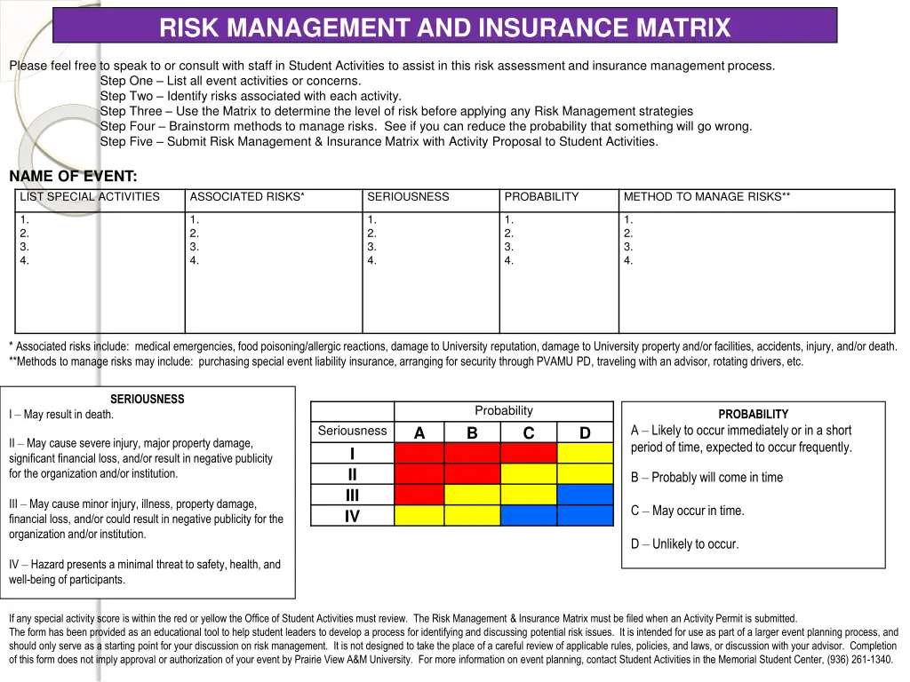 risk management and insurance matrix 1