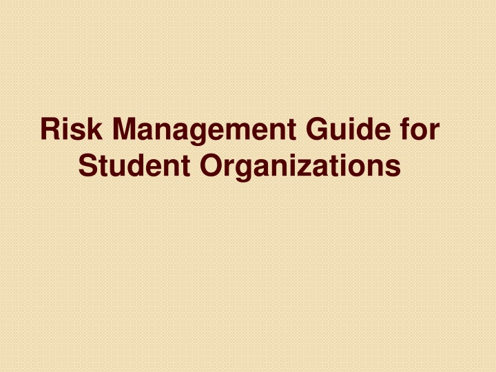 risk management guide for student organizations