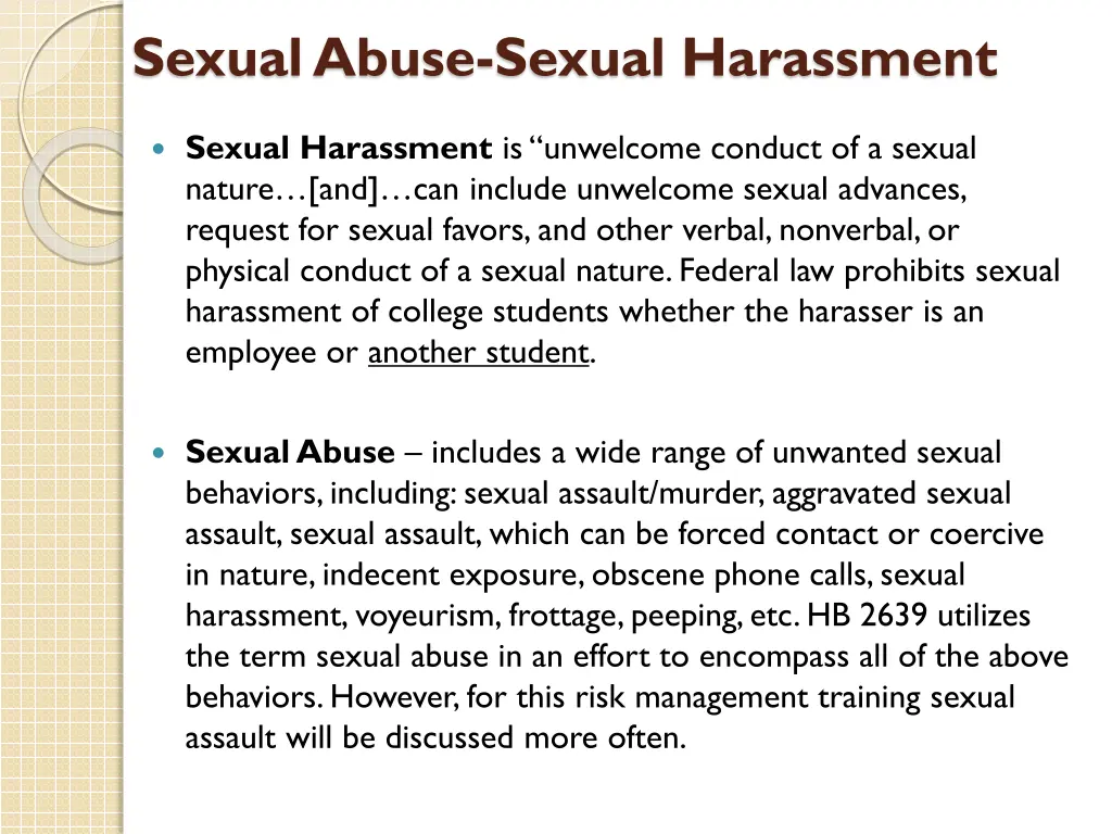 sexual abuse sexual harassment