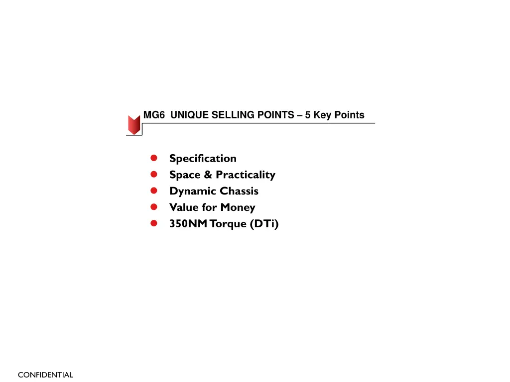 mg6 unique selling points 5 key points