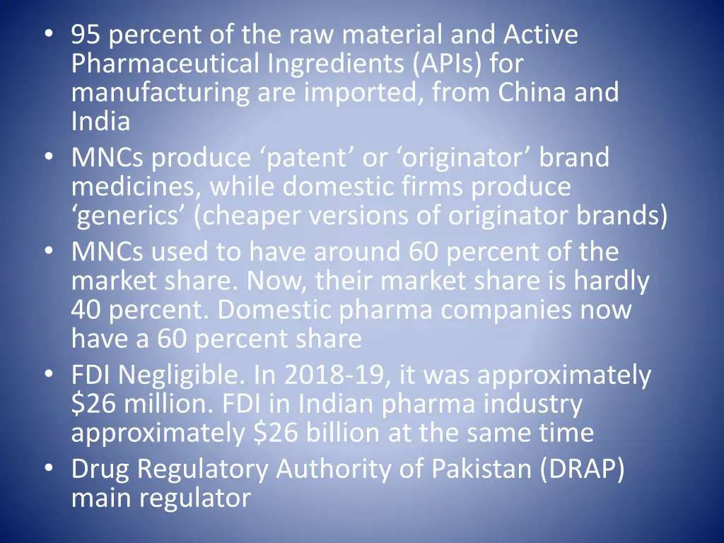 95 percent of the raw material and active