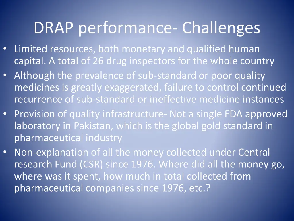 drap performance challenges limited resources