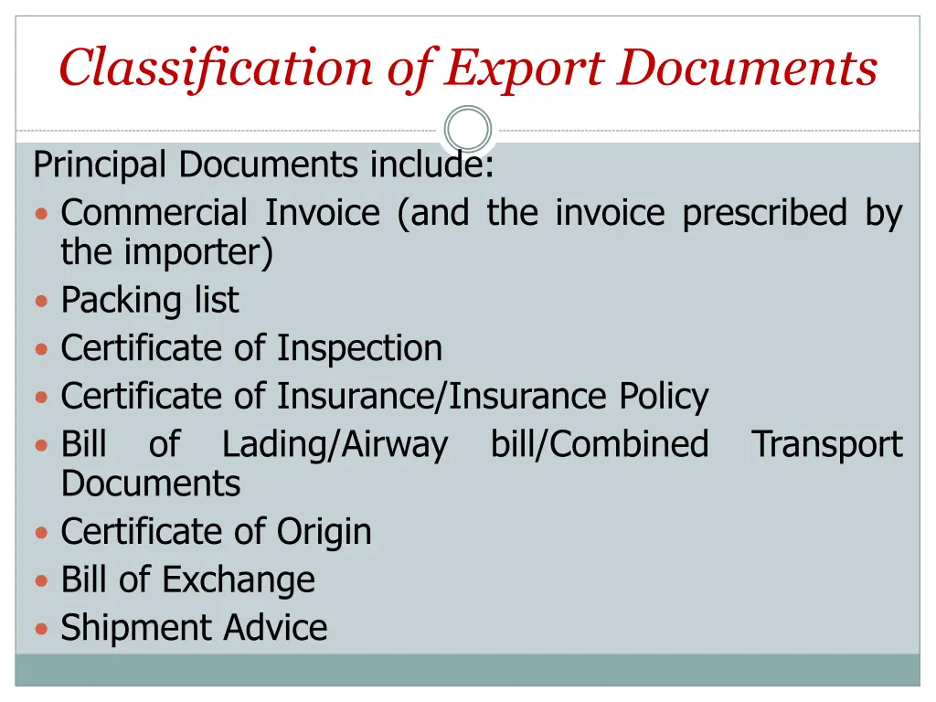 classification of export documents 2