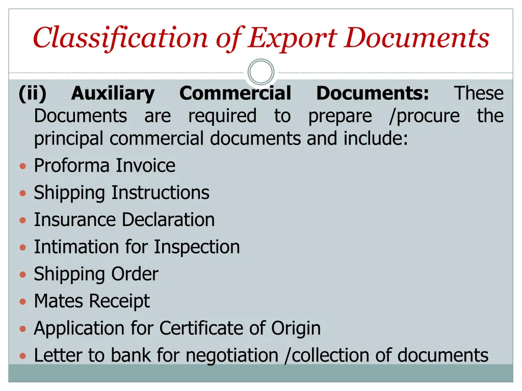 classification of export documents 3