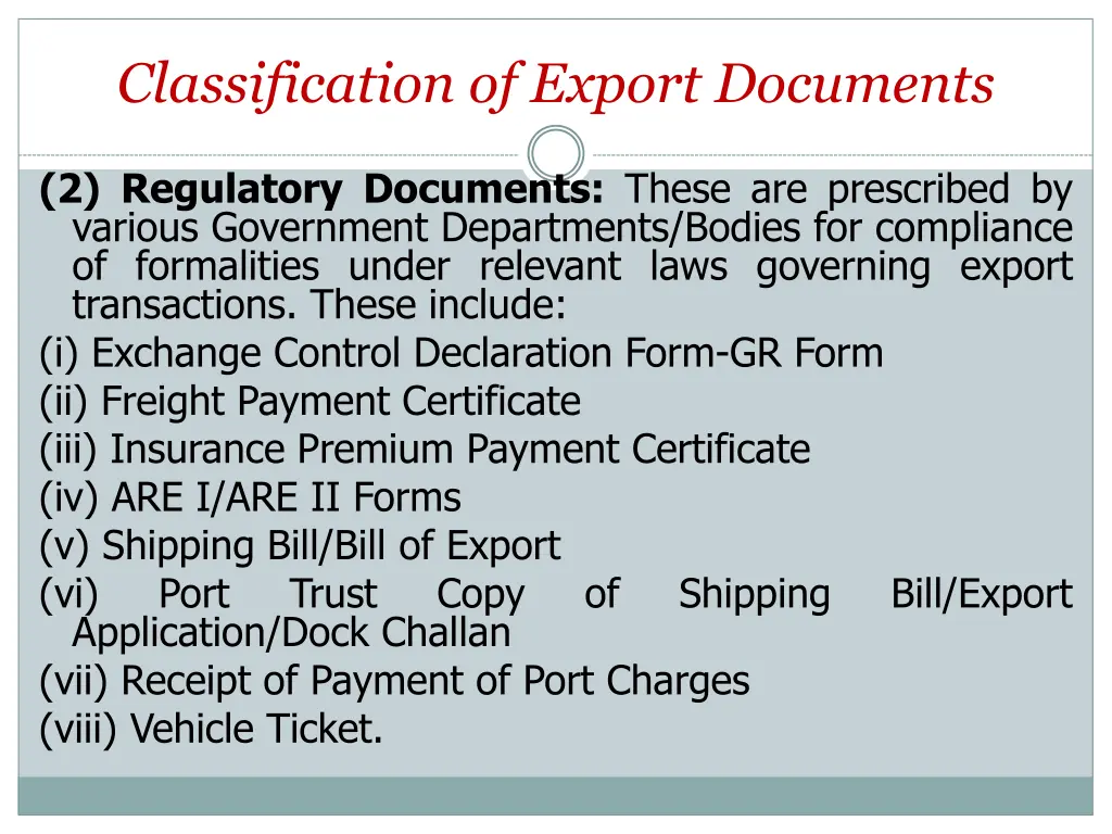 classification of export documents 4