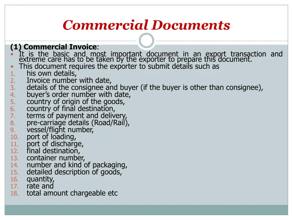 commercial documents