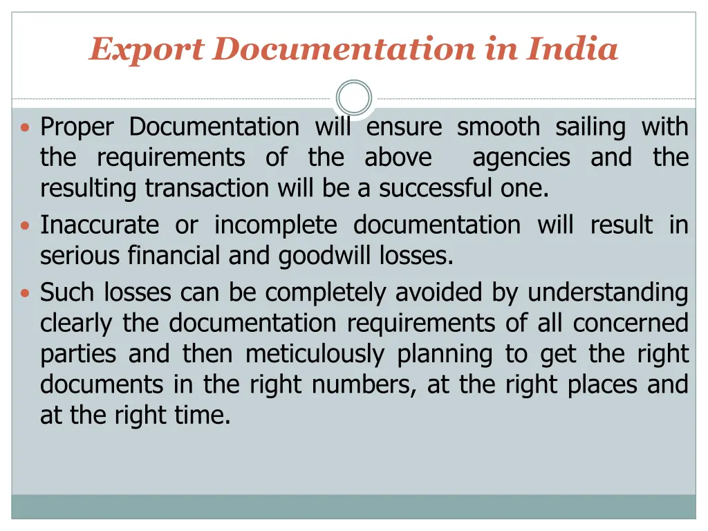 export documentation in india 2